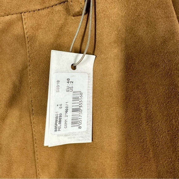 Eleventy Platinum Leather Suede Straight Leg Pants Size US 2 EU 40 Camel Brown - Picture 11 of 12
